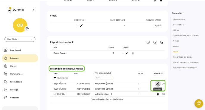 Modifier le comptage dun inventaire